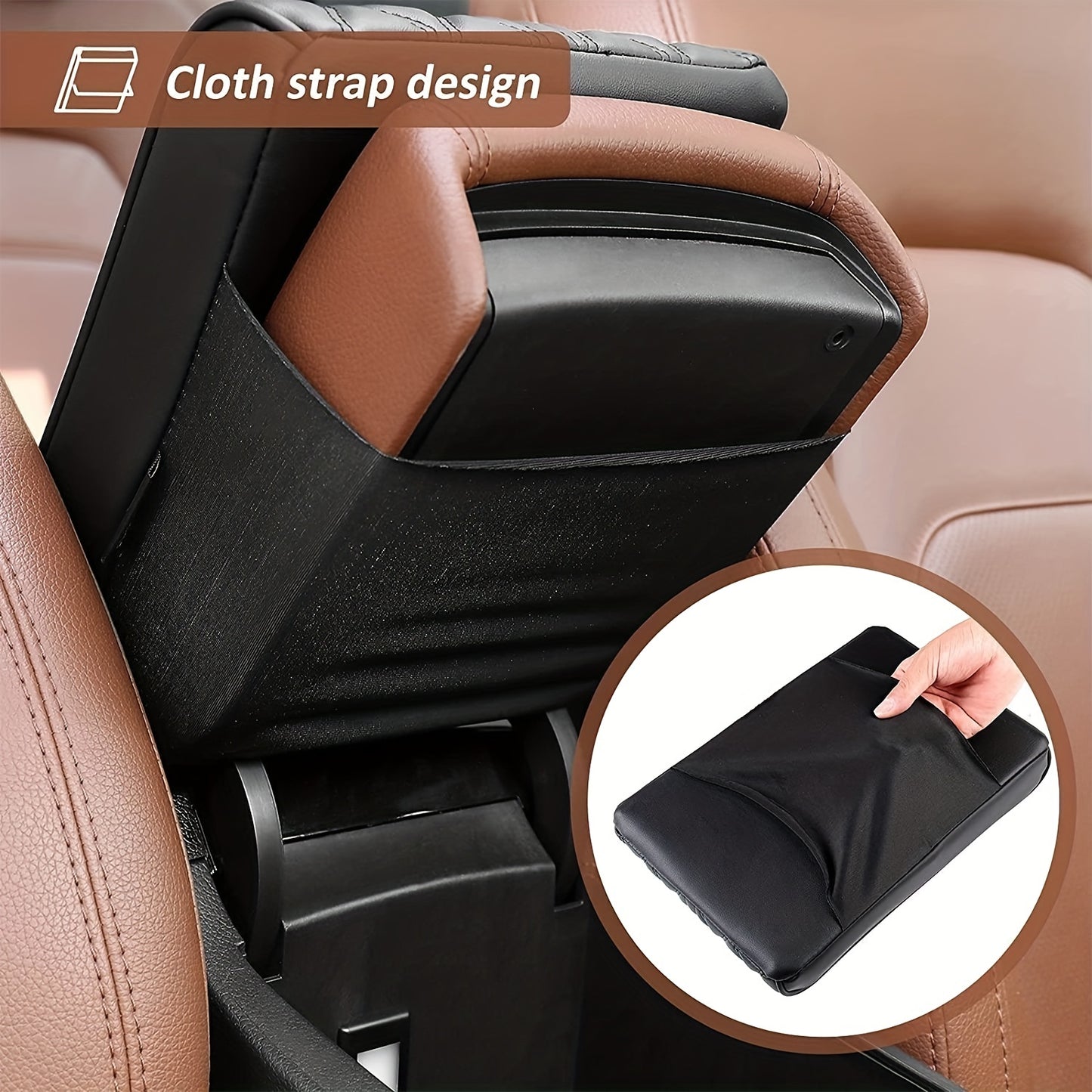 Car Armrest Memory Foam Core Pad, PU Leather Console Cover, Styling Interior Vehicle Accessories