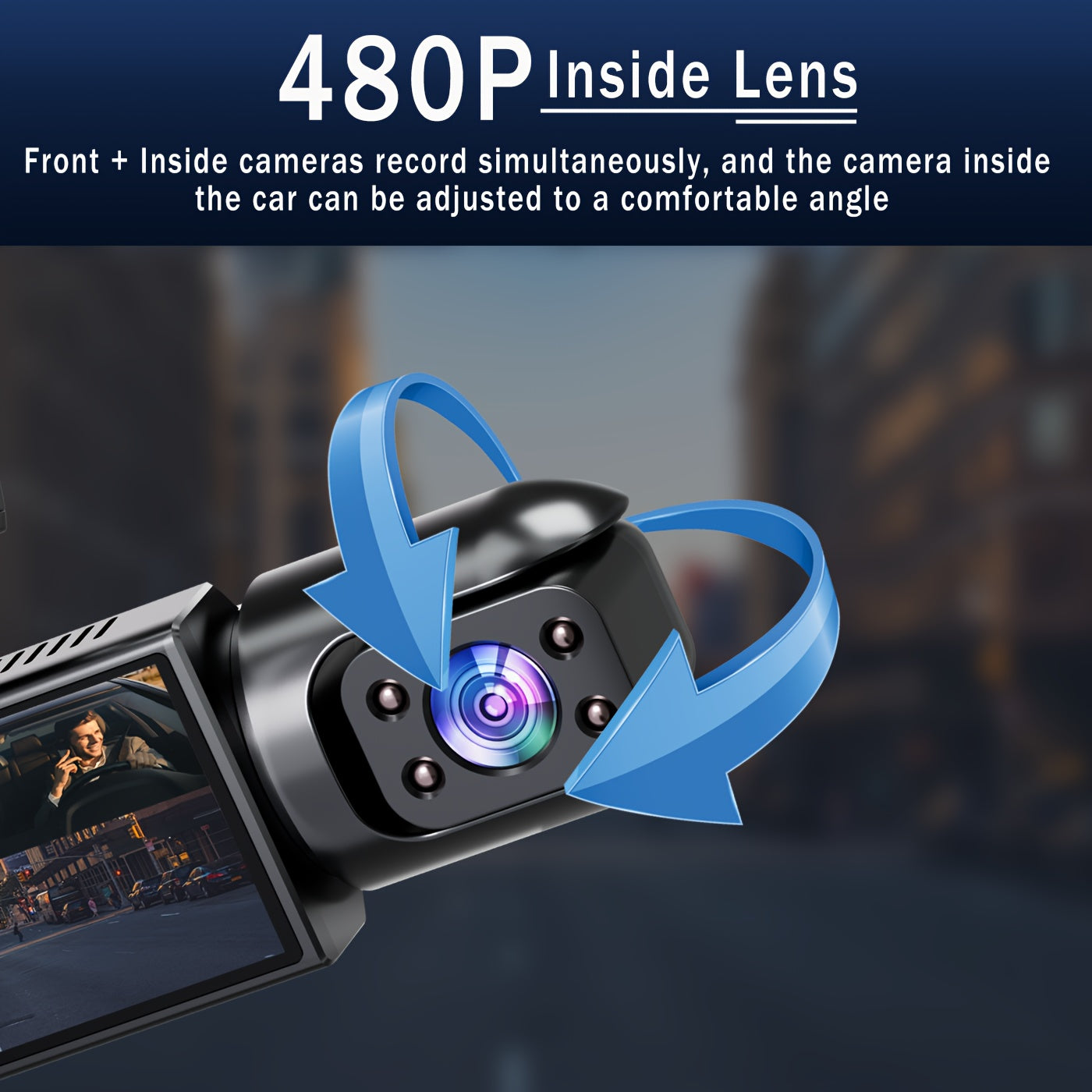 Dual Camera, Dash Cam for Cars, Front 1080P And Inside 480P, Car Camera with IR Night Vision, Loop Recording, Wide Angle Car DVR Camera with 3.16 Inch IPS Screen, Dual Lens Car Dashboard Video Cam, 32GB SD Card Optional.