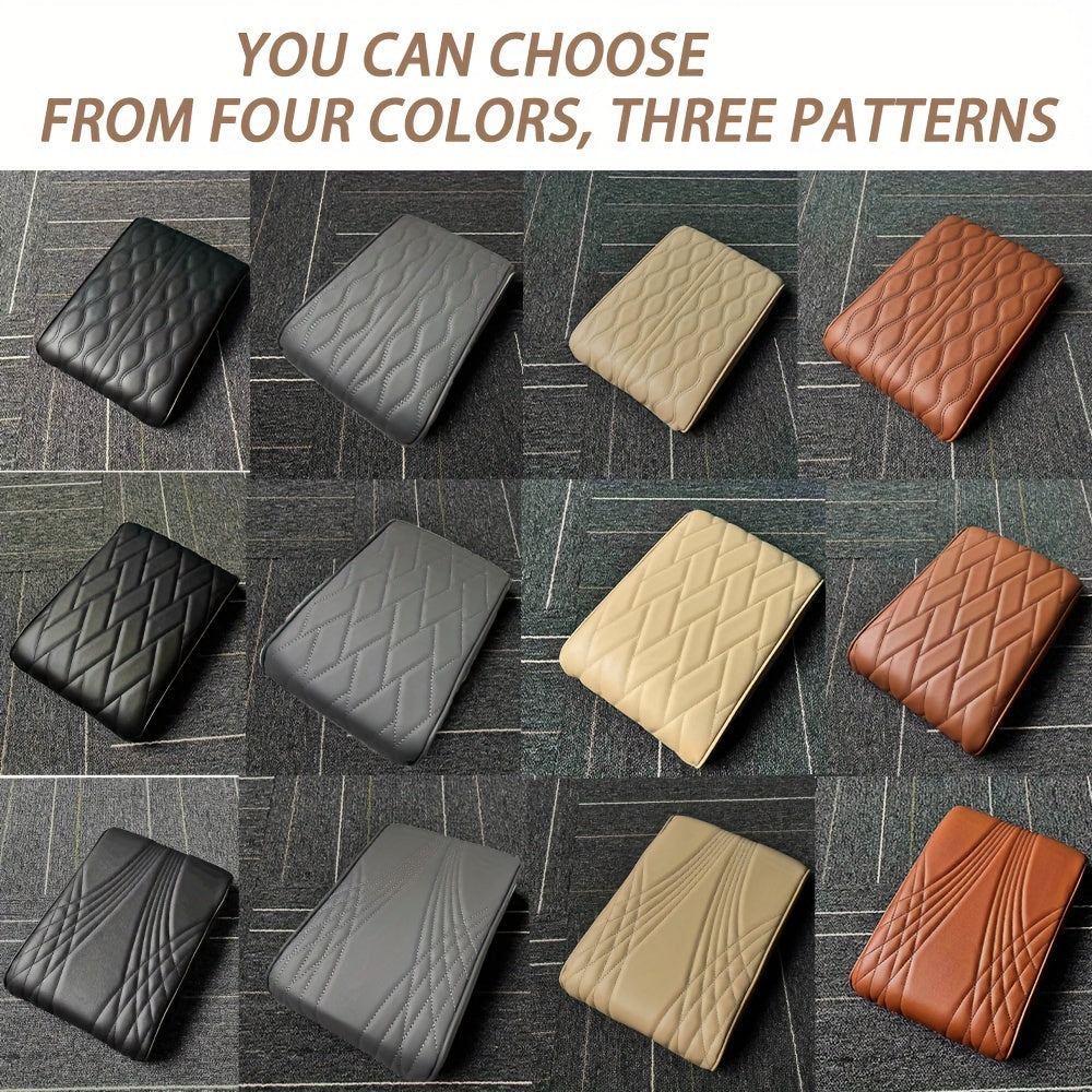 Car Armrest Memory Foam Core Pad, PU Leather Console Cover, Styling Interior Vehicle Accessories