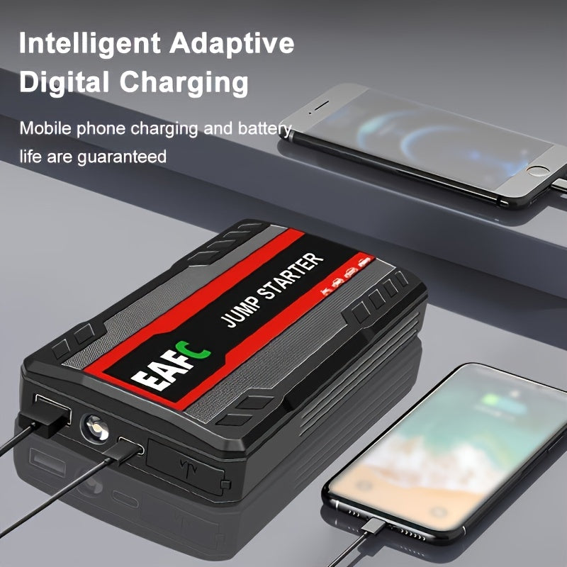 Portable Car Jump Starter Power Bank - 12V Auto Starting Device with LED Light, Supports 12V Gasoline Cars Up to 3.0L, Emergency Booster for Safe and Reliable Jump Starting