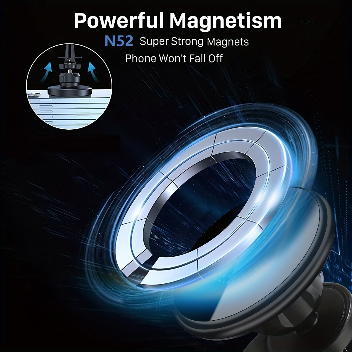 Fast Charging Wireless Magnet Car Phone Holder Car Mount with Magnetic Wireless Phone Holder for iPhone 16/16 Pro/16 ProMax/15/15 Pro/15 Pro Max/15 Plus/14/14 Pro/14 Pro Max/14 Plus/13/13 Pro/13 Pro Max/12/12 Pro/12 Pro Max/1