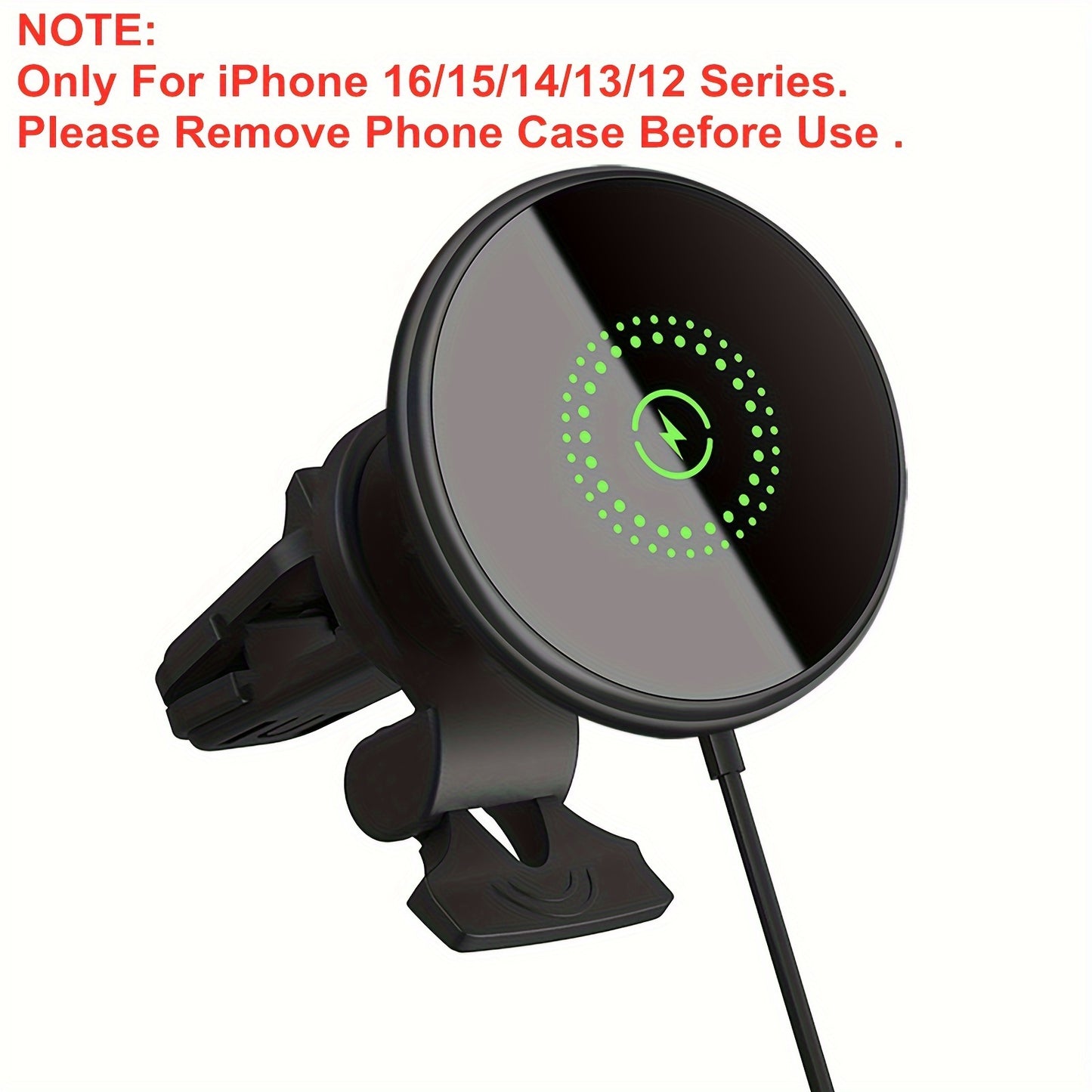 Fast Charging Wireless Magnet Car Phone Holder Car Mount with Magnetic Wireless Phone Holder for iPhone 16/16 Pro/16 ProMax/15/15 Pro/15 Pro Max/15 Plus/14/14 Pro/14 Pro Max/14 Plus/13/13 Pro/13 Pro Max/12/12 Pro/12 Pro Max/1