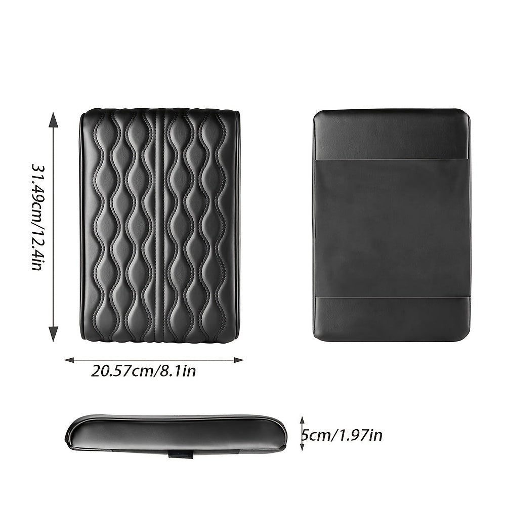 Car Armrest Memory Foam Core Pad, PU Leather Console Cover, Styling Interior Vehicle Accessories