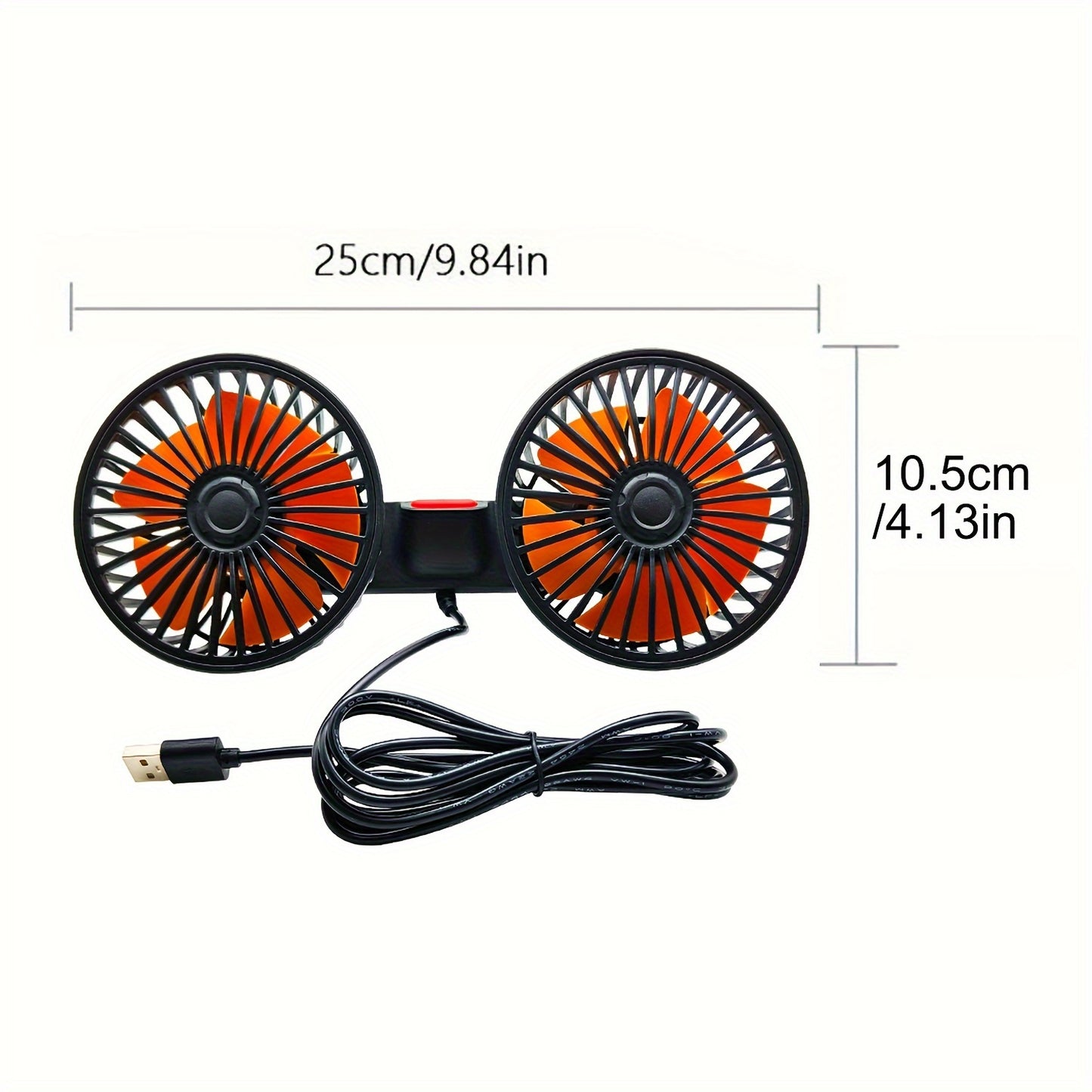 1 Pc Car Fan – Double-Headed Rear Fan with 360° Rotation & Strong Wind