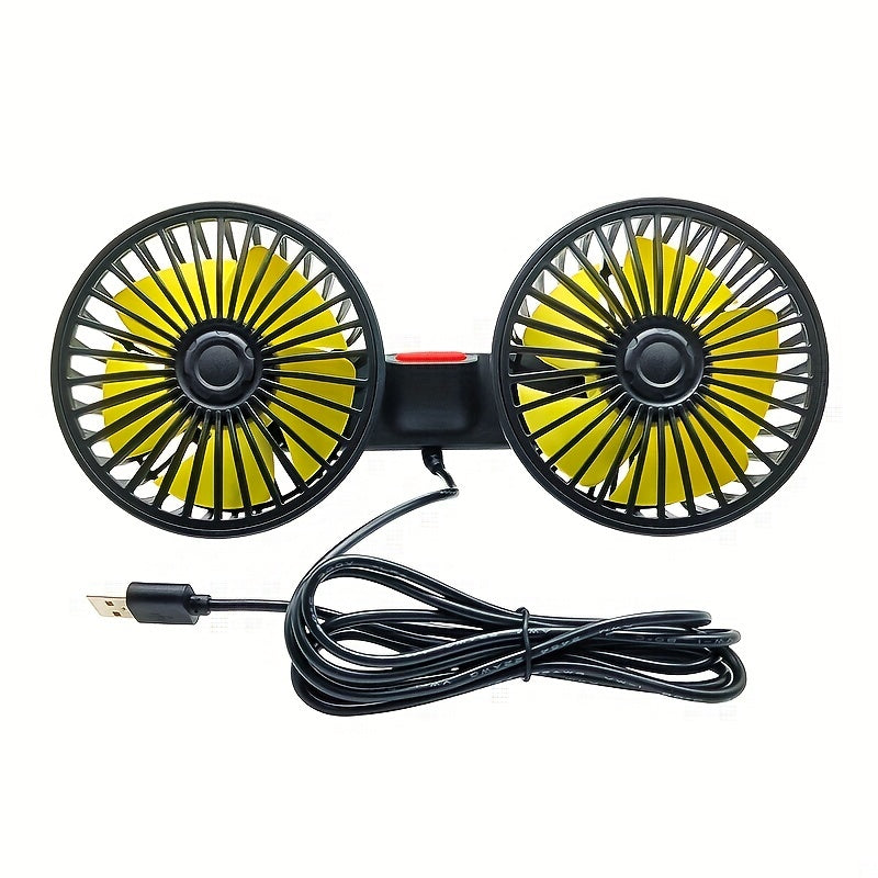 1 Pc Car Fan – Double-Headed Rear Fan with 360° Rotation & Strong Wind