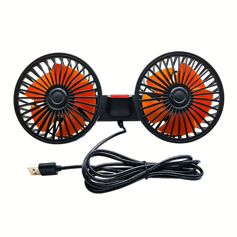 1 Pc Car Fan – Double-Headed Rear Fan with 360° Rotation & Strong Wind