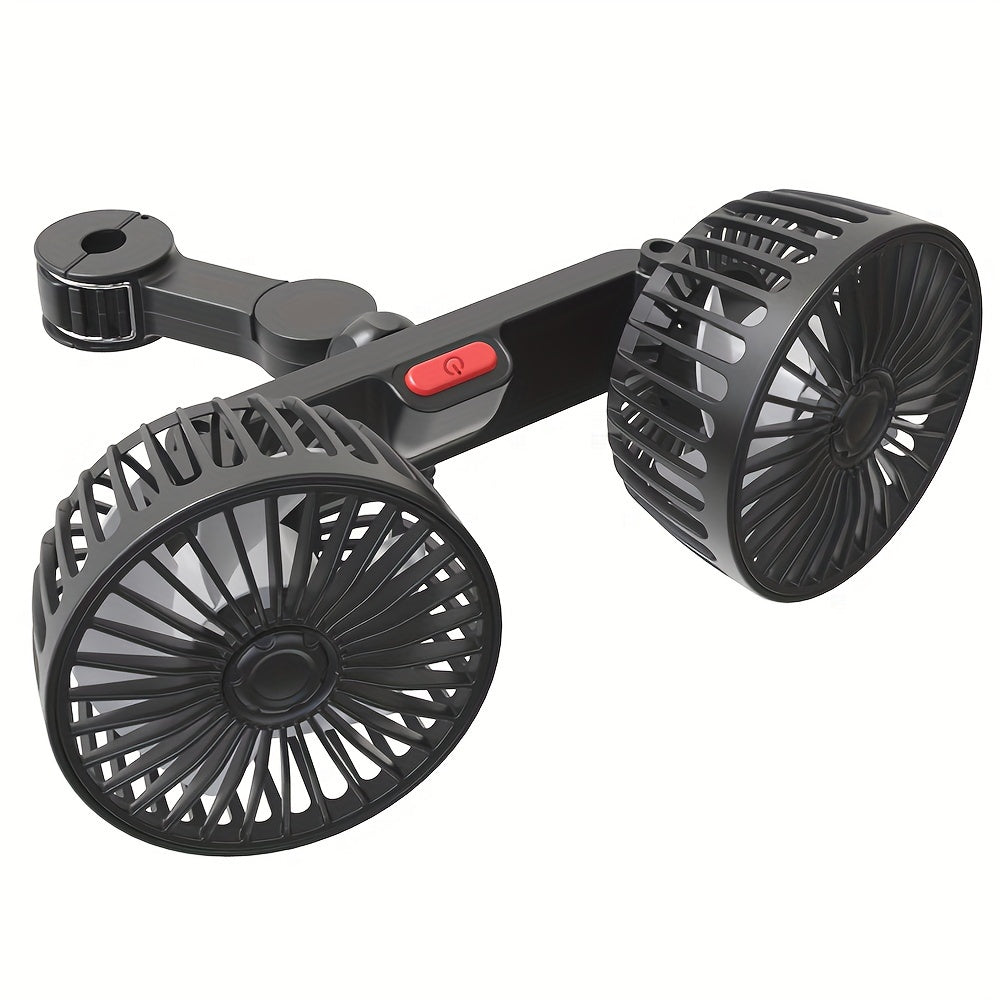 1 Pc Car Fan – Double-Headed Rear Fan with 360° Rotation & Strong Wind