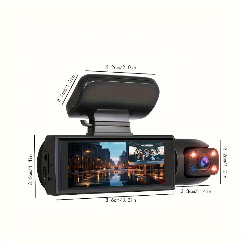 Dual Camera, Dash Cam for Cars, Front 1080P And Inside 480P, Car Camera with IR Night Vision, Loop Recording, Wide Angle Car DVR Camera with 3.16 Inch IPS Screen, Dual Lens Car Dashboard Video Cam, 32GB SD Card Optional.