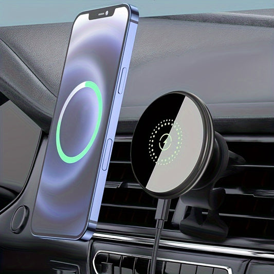 Fast Charging Wireless Magnet Car Phone Holder Car Mount with Magnetic Wireless Phone Holder for iPhone 16/16 Pro/16 ProMax/15/15 Pro/15 Pro Max/15 Plus/14/14 Pro/14 Pro Max/14 Plus/13/13 Pro/13 Pro Max/12/12 Pro/12 Pro Max/1