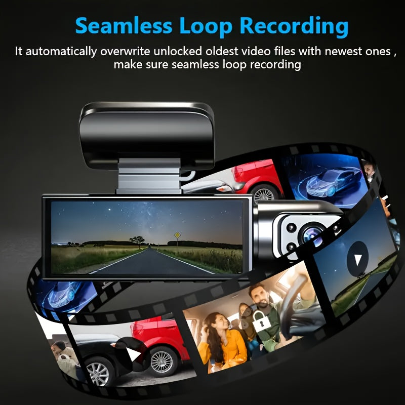 Dual Camera, Dash Cam for Cars, Front 1080P And Inside 480P, Car Camera with IR Night Vision, Loop Recording, Wide Angle Car DVR Camera with 3.16 Inch IPS Screen, Dual Lens Car Dashboard Video Cam, 32GB SD Card Optional.