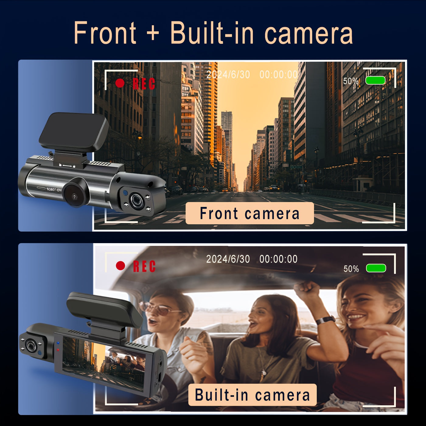 Dual Camera, Dash Cam for Cars, Front 1080P And Inside 480P, Car Camera with IR Night Vision, Loop Recording, Wide Angle Car DVR Camera with 3.16 Inch IPS Screen, Dual Lens Car Dashboard Video Cam, 32GB SD Card Optional.
