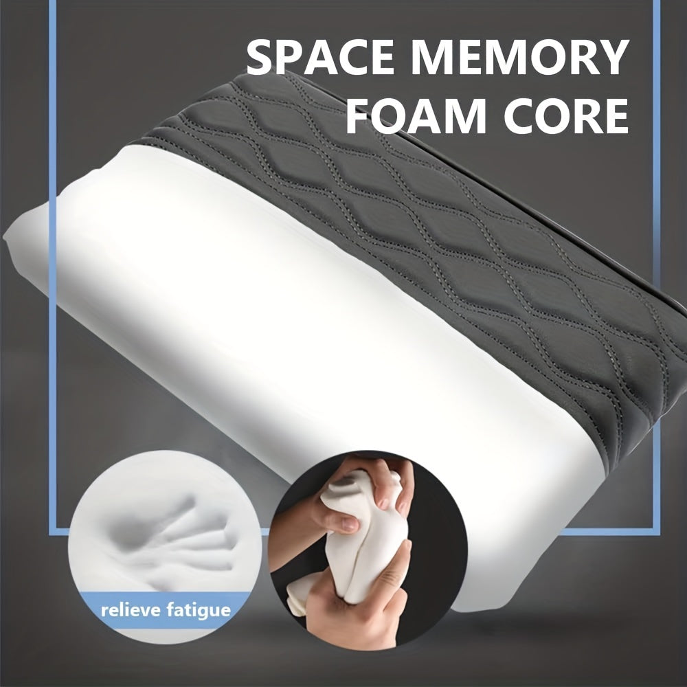 Car Armrest Memory Foam Core Pad, PU Leather Console Cover, Styling Interior Vehicle Accessories
