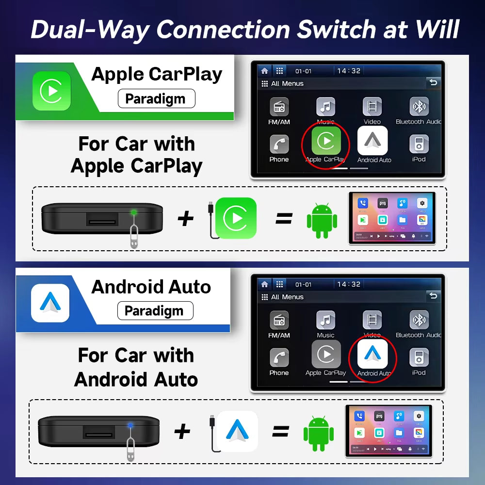 Wireless Carplay Android TV Box 3 in 1 Adapter for OEM Android Auto Car Play Box Multimedia Smart Ai Box Online Video