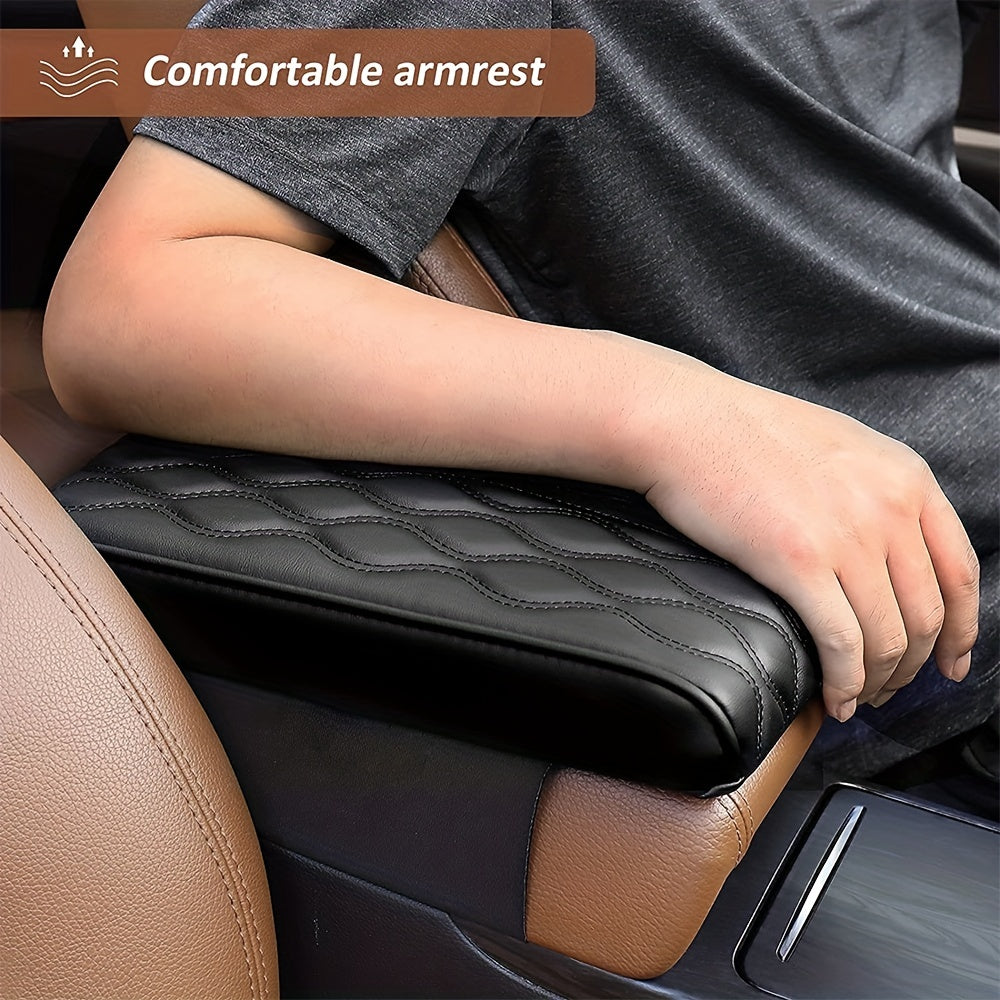 Car Armrest Memory Foam Core Pad, PU Leather Console Cover, Styling Interior Vehicle Accessories